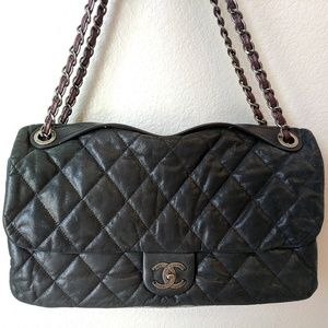 Chanel XL Quilted Soft Flap with Handle in Black
